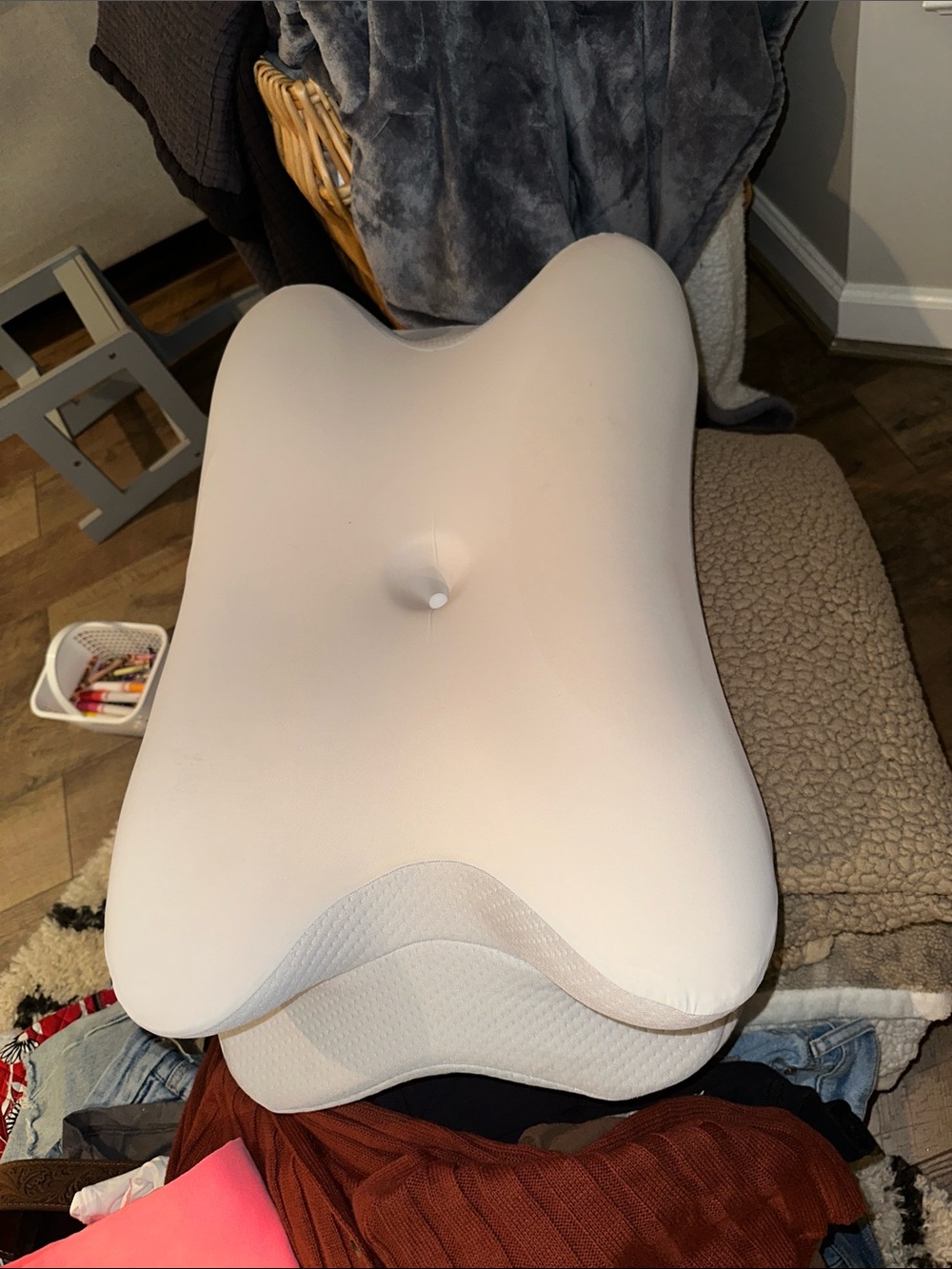 Contoured White Support Pillow for Neck and Head Comfort